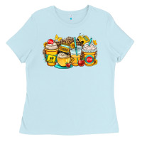 Baby Blue school bus coffee cups Ladies Tee - OliviaCreatesArt