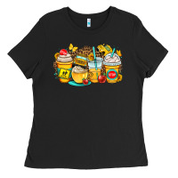 School Bus Coffee Cups Ladies Tee | Teevron