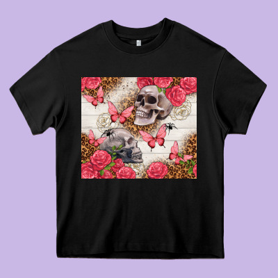 Skulls And Roses Tumbler Heavy Core Tee Designed By Tumblerdesignbyshophia