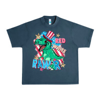 Midnight Navy Red white rawr Urban Heavy Tee - FaDigitalArtStudio