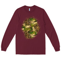 Burgundy camouflage and leopard patch  4 Long Sleeve Tee - BundleAndBundleShop