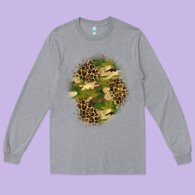 Camouflage And Leopard Patch  4 Long Sleeve Tee Designed By Bundleandbundleshop