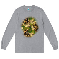 Heather Grey camouflage and leopard patch  4 Long Sleeve Tee - BundleAndBundleShop