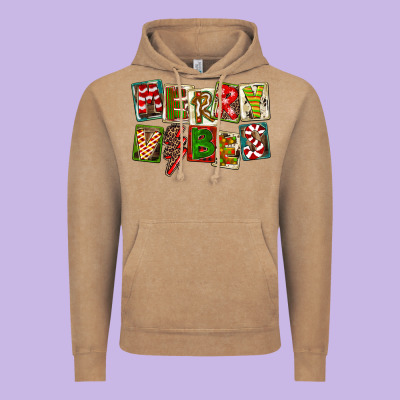 Merry Vibes Vintage Hoodie Designed By Fadigitalartstudio