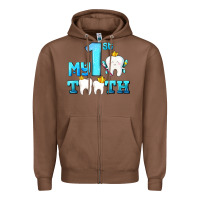 Chestnut my first tooth with teeth Zipper Hoodie - AdoDesignShop