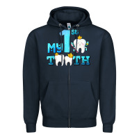 Navy my first tooth with teeth Zipper Hoodie - AdoDesignShop