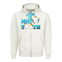 Oatmeal Heather my first tooth with teeth Zipper Hoodie - AdoDesignShop