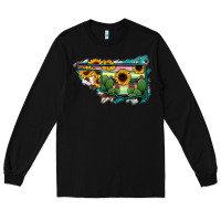 Black Oklahoma Map Sunflower Cactus Serape Long Sleeve Tee - RanaPortraitStore