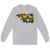 Moon Dust Oklahoma Map Sunflower Cactus Serape Long Sleeve Tee - RanaPortraitStore