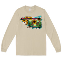 Mushroom Oklahoma Map Sunflower Cactus Serape Long Sleeve Tee - RanaPortraitStore