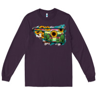 Plum Oklahoma Map Sunflower Cactus Serape Long Sleeve Tee - RanaPortraitStore