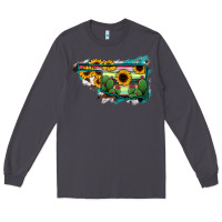 Smoke Oklahoma Map Sunflower Cactus Serape Long Sleeve Tee - RanaPortraitStore