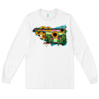 White Oklahoma Map Sunflower Cactus Serape Long Sleeve Tee - RanaPortraitStore
