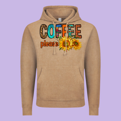 Coffee Please Western Doodle Letters Vintage Hoodie Designed By Fadigitalartstudio
