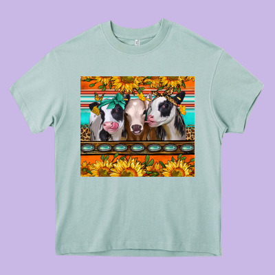 Heifers And Sunflowers Heavy Core Tee Designed By Jasminsmagicworld