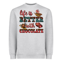 Heather Grey life is better with chocolate Heavyweight Sweatshirt - AdoDesignShop