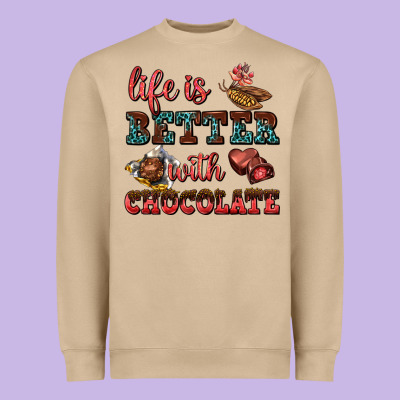 Life Is Better With Chocolate Heavyweight Sweatshirt Designed By Adodesignshop