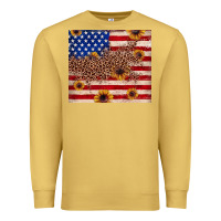 Antique Gold American flag leopard sunflower Premium Sweatshirt - JahusDesignShop