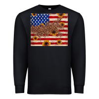 Black American flag leopard sunflower Premium Sweatshirt - JahusDesignShop