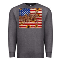 Charcoal Heather American flag leopard sunflower Premium Sweatshirt - JahusDesignShop