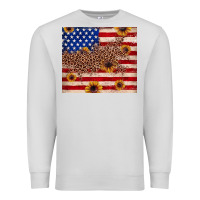 Dove Grey American flag leopard sunflower Premium Sweatshirt - JahusDesignShop