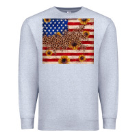 Heather Grey American flag leopard sunflower Premium Sweatshirt - JahusDesignShop