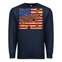 Navy American flag leopard sunflower Premium Sweatshirt - JahusDesignShop