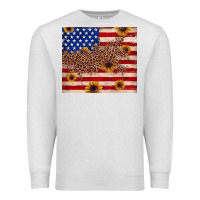Oatmeal Heather American flag leopard sunflower Premium Sweatshirt - JahusDesignShop