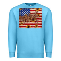 Ocean Blue American flag leopard sunflower Premium Sweatshirt - JahusDesignShop