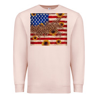 Pale Pink American flag leopard sunflower Premium Sweatshirt - JahusDesignShop