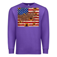 Purple American flag leopard sunflower Premium Sweatshirt - JahusDesignShop