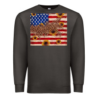 Smoke American flag leopard sunflower Premium Sweatshirt - JahusDesignShop