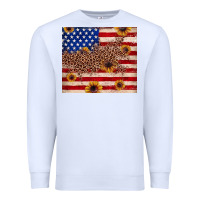 White American flag leopard sunflower Premium Sweatshirt - JahusDesignShop