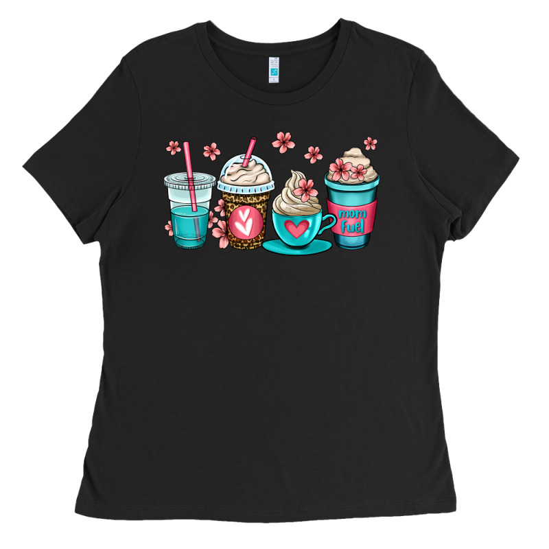 Mom Fuel Coffee Cups Ladies Tee by OliviaCreatesArt | Teevron