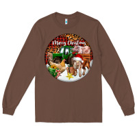 Chestnut Merry Christmas Farm Animals Long Sleeve Tee - FaDigitalArtStudio