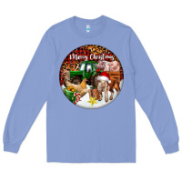 Colony Blue Merry Christmas Farm Animals Long Sleeve Tee - FaDigitalArtStudio