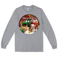 Heather Grey Merry Christmas Farm Animals Long Sleeve Tee - FaDigitalArtStudio