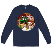 Navy Merry Christmas Farm Animals Long Sleeve Tee - FaDigitalArtStudio