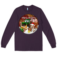 Plum Merry Christmas Farm Animals Long Sleeve Tee - FaDigitalArtStudio