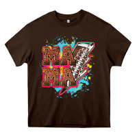 Chocolate Brown Mama Football lightning bolt Heavy Core Tee - HowdyJamesFarm