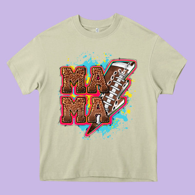 Mama Football Lightning Bolt Heavy Core Tee Designed By Howdyjamesfarm
