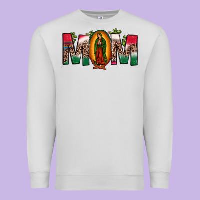 Mexican Flag Our Lady Of Guadalupe Mom Leopard Premium Sweatshirt Designed By Jahusdesignshop