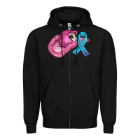 Black cowboy hat and cancer ribbon Zipper Hoodie - AdoDesignShop
