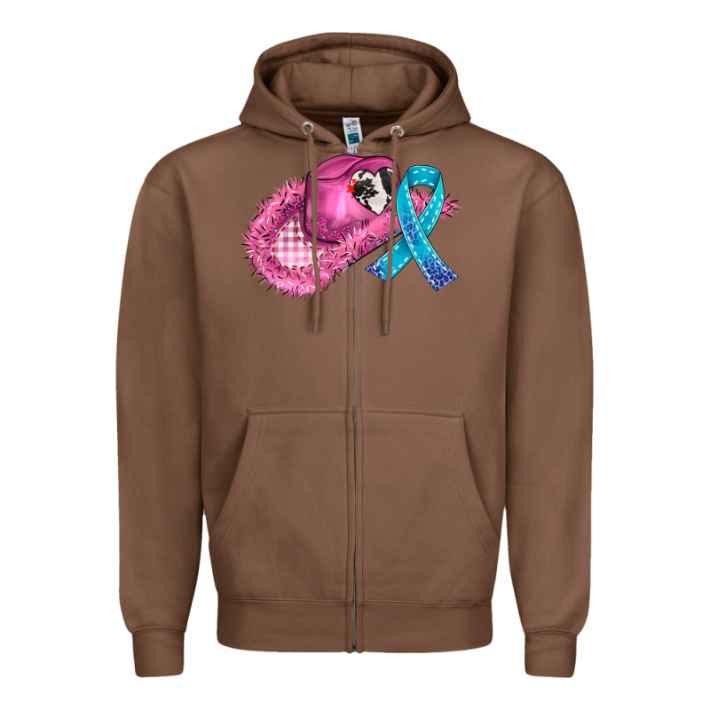 Cowboy Hat And Cancer Ribbon Zipper Hoodie by AdoDesignShop | Teevron