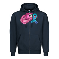 Navy cowboy hat and cancer ribbon Zipper Hoodie - AdoDesignShop