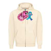 Sandshell cowboy hat and cancer ribbon Zipper Hoodie - AdoDesignShop