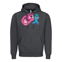 Smoke cowboy hat and cancer ribbon Zipper Hoodie - AdoDesignShop