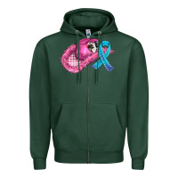 Sports Green cowboy hat and cancer ribbon Zipper Hoodie - AdoDesignShop