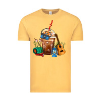 Vintage Mustard Camping Frappe Coffee Vintage Tee - FaDigitalArtStudio