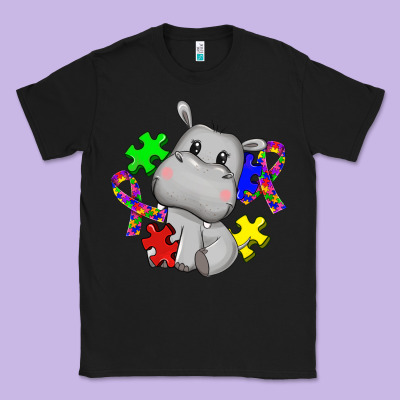 Autism Hippopotamus Classic Tee Designed By Cowgirlartshop